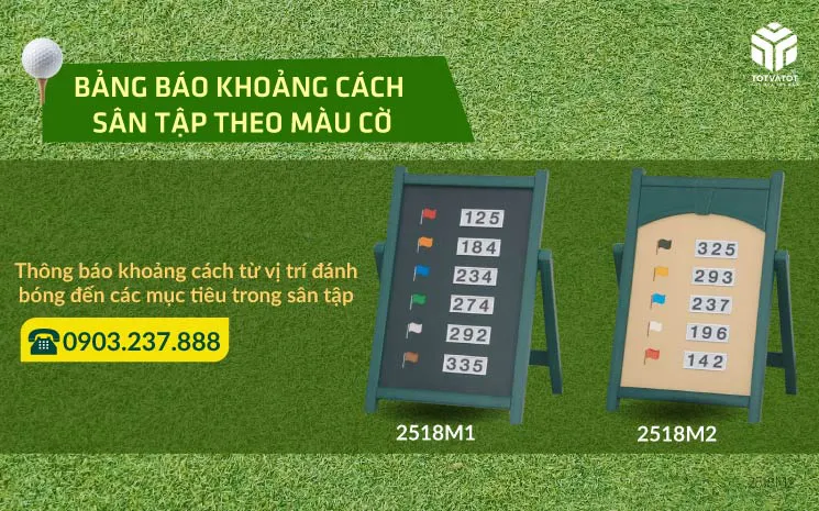 Bảng báo khoảng cách sân tập Golf theo màu cờ (Easel sign - driving range - medium size)